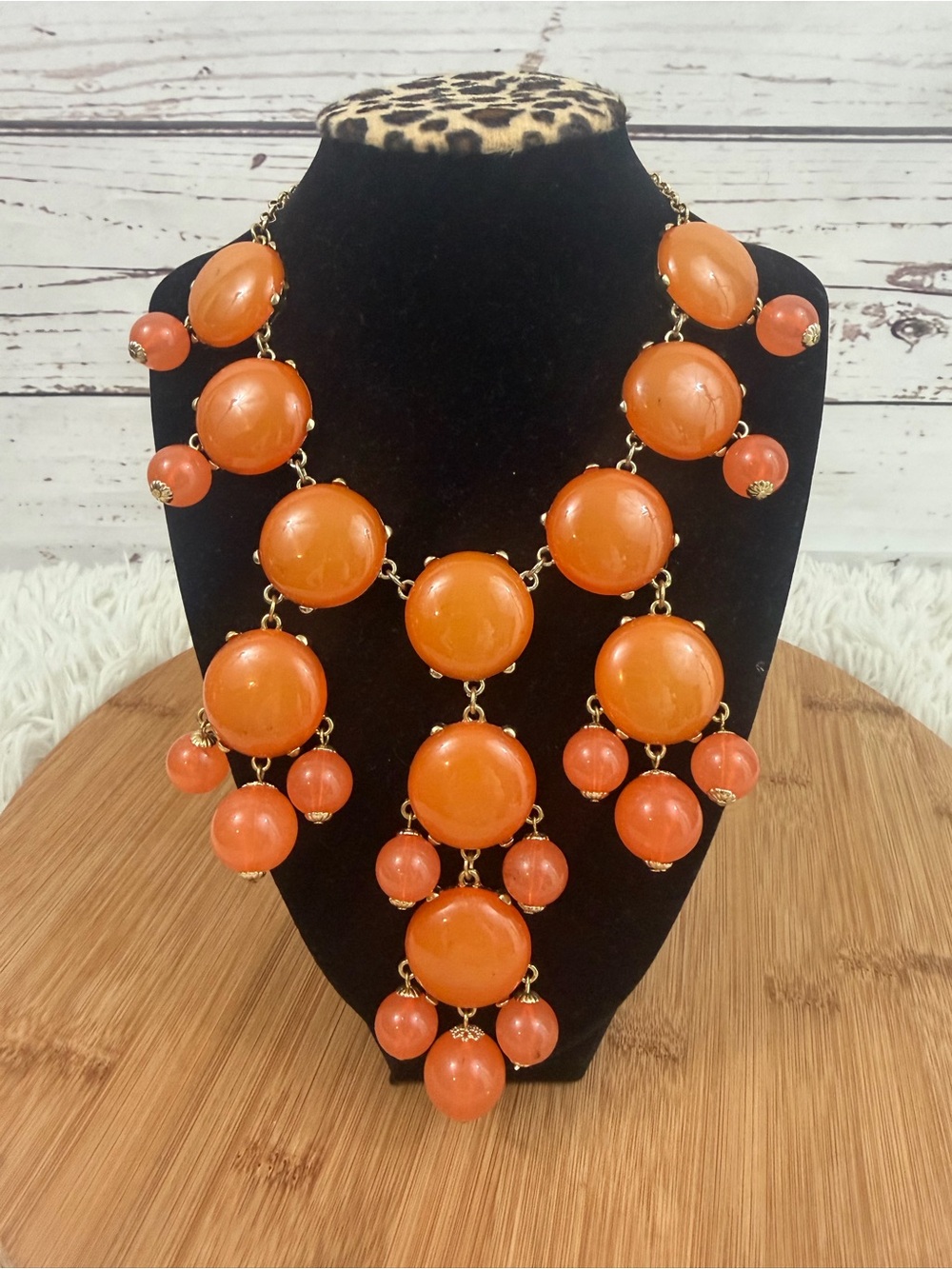 Orange Statement Bib Necklace - Women Jewelry NWT